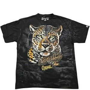 BYE Mexico Cozumel Jaguar Graphic T-Shirt Men XL Black All Over Print Mayan Back